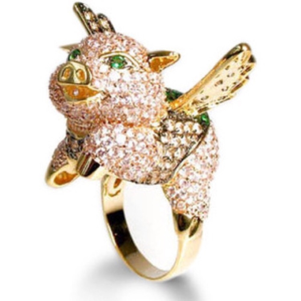 Flying pig Noir ring